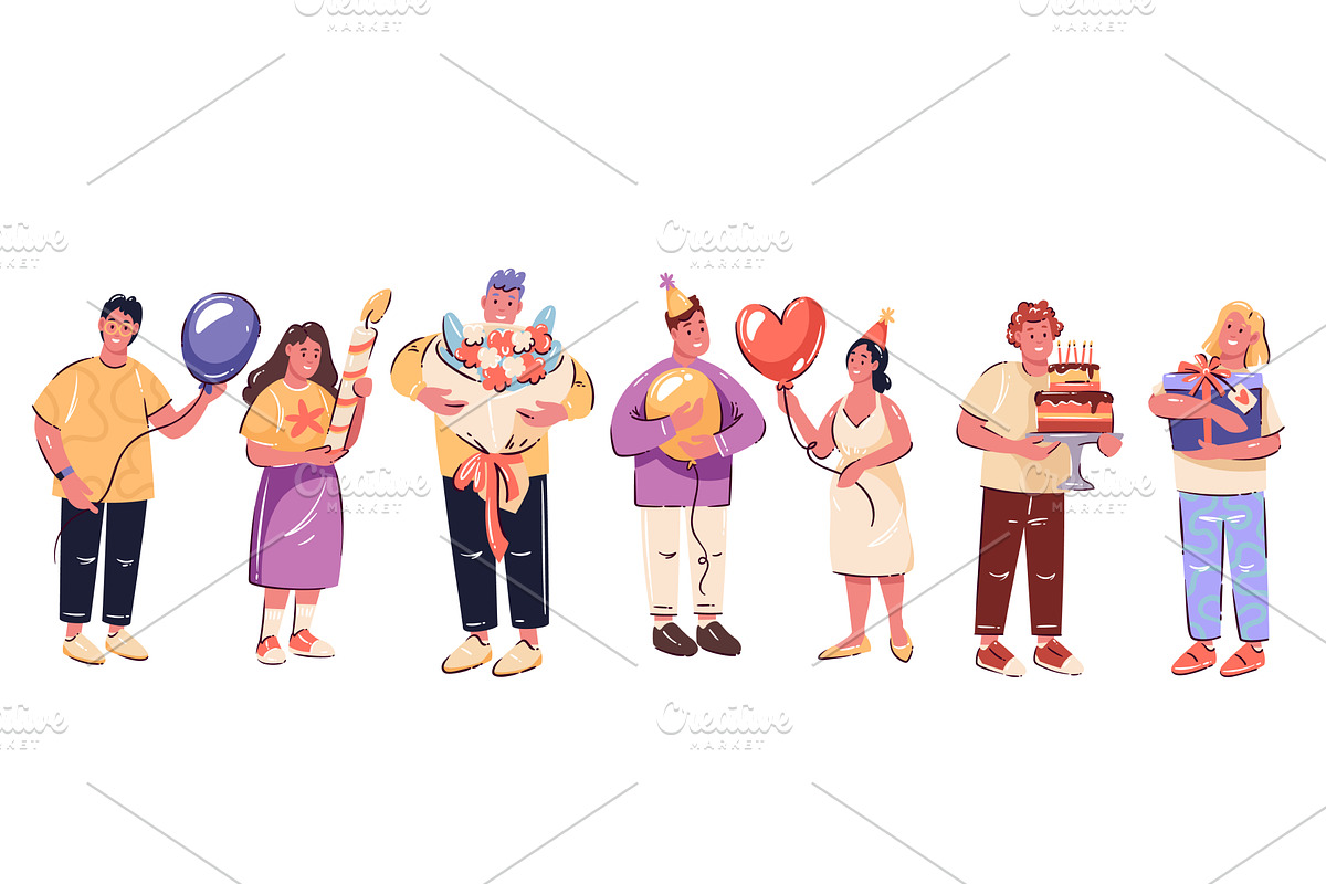 Celebration People Cartoon Set, an Object Illustration by VictoriaSergeeva