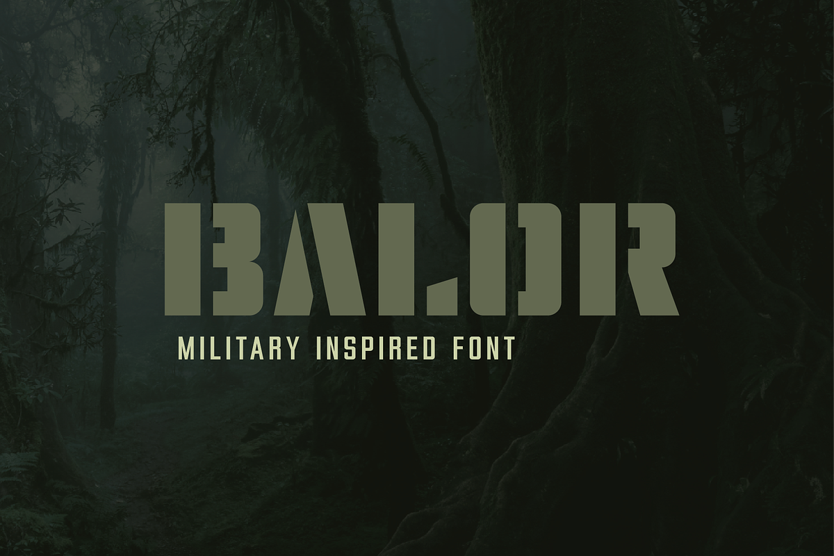 Balor Military Inspired Stencil Font, a Sans Serif Font by Ebad Designs (Photo 1 of 6)