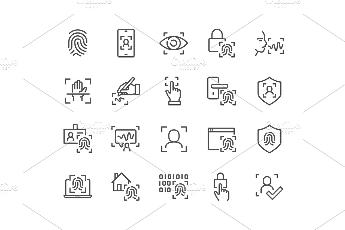 Line Biometric Icons, a Person Illustration by Davooda