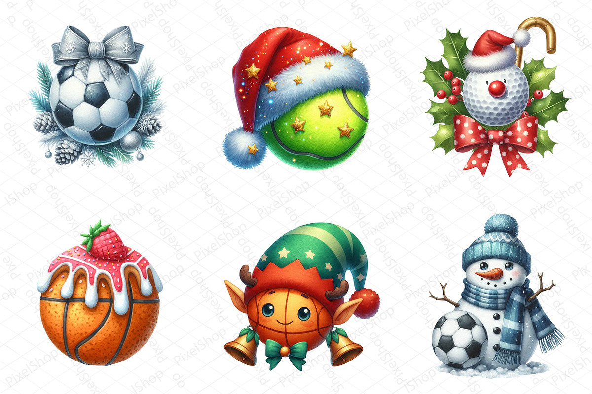 Christmas Sport Balls Sublimation PN, an Illustration by DreamPrint404 (Photo 4 of 5)