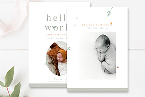 7x5 Organic Birth Announcement PSD