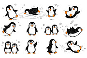Cute Penguin Cartoon Doodle Set, an Animal Illustration by Ghagra (Thumbnail 2 of 3)
