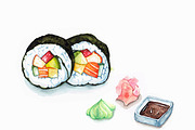 Sushi Set 01, a Food Illustration by Ora (Thumbnail 5 of 5)