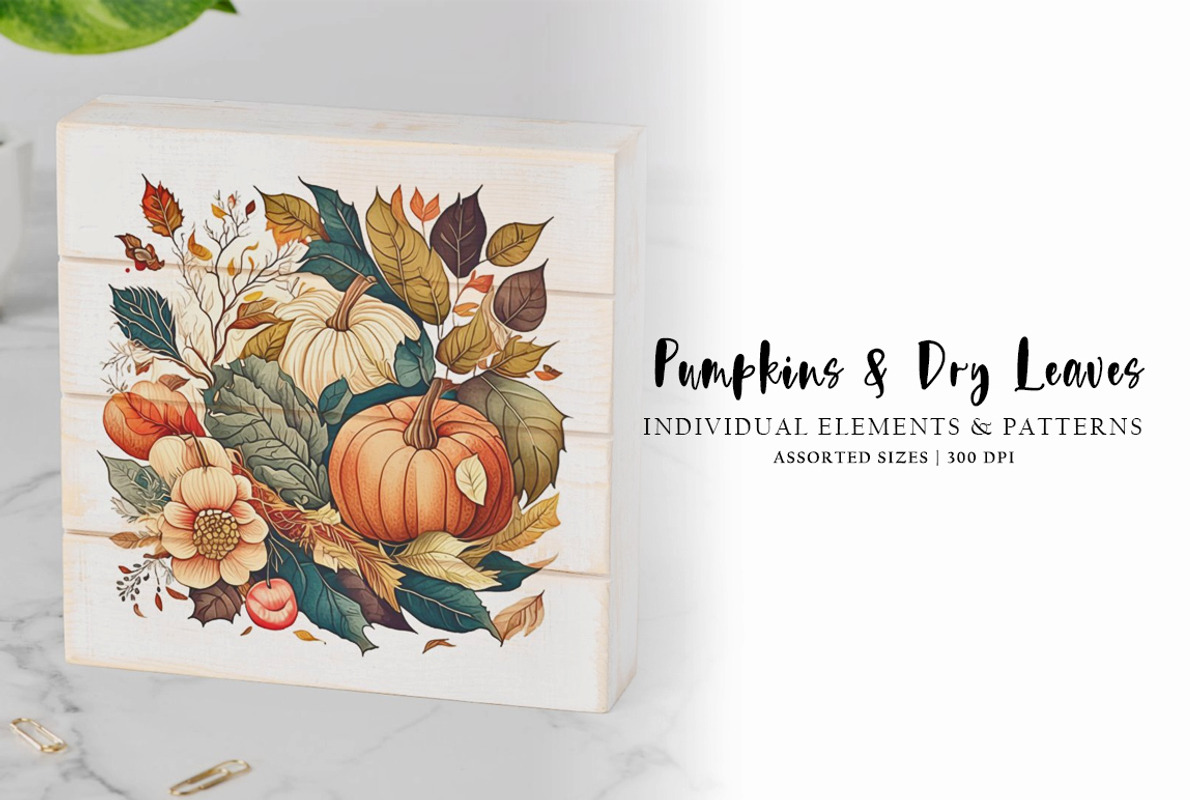Pumpkins and Dry Leaves, an Object Graphic by Digital Art Creations (Photo 8 of 8)