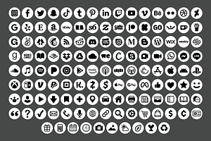 White Circle Social Media Icons Set