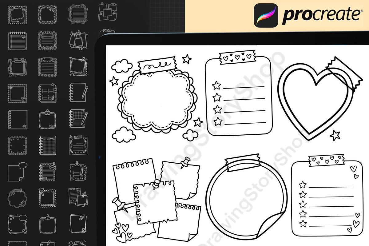 155 Procreate Sticky Notes Stamps, a Brush Add-On by DrawingStoryShop (Photo 5 of 6)