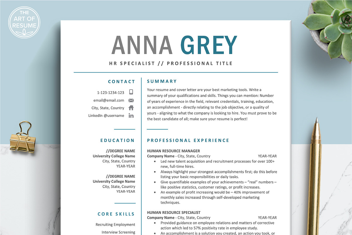 Custom Resume CV Template Design, a Marketing Template by The Art of Resume (Photo 1 of 8)