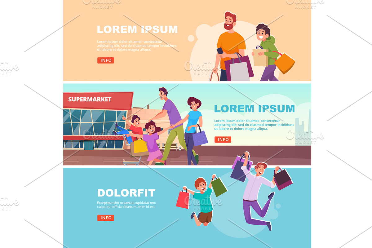 Family shopping. kids with parents, a Person Illustration by Onyx