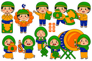 Cheerful Children Muslim Ramadan #01, a Person Illustration by MEDZ