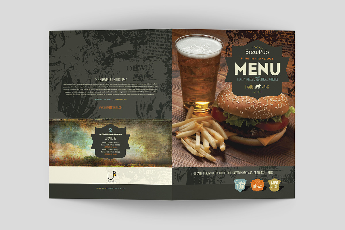 Brew Pub Menu Template, a Brochure Template by StockLayouts (Photo 3 of 4)