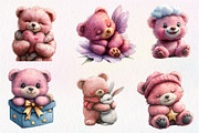 Pink Teddy Bear Clipart, Sweet Dream, an Illustration by CreationArt (Thumbnail 4 of 9)