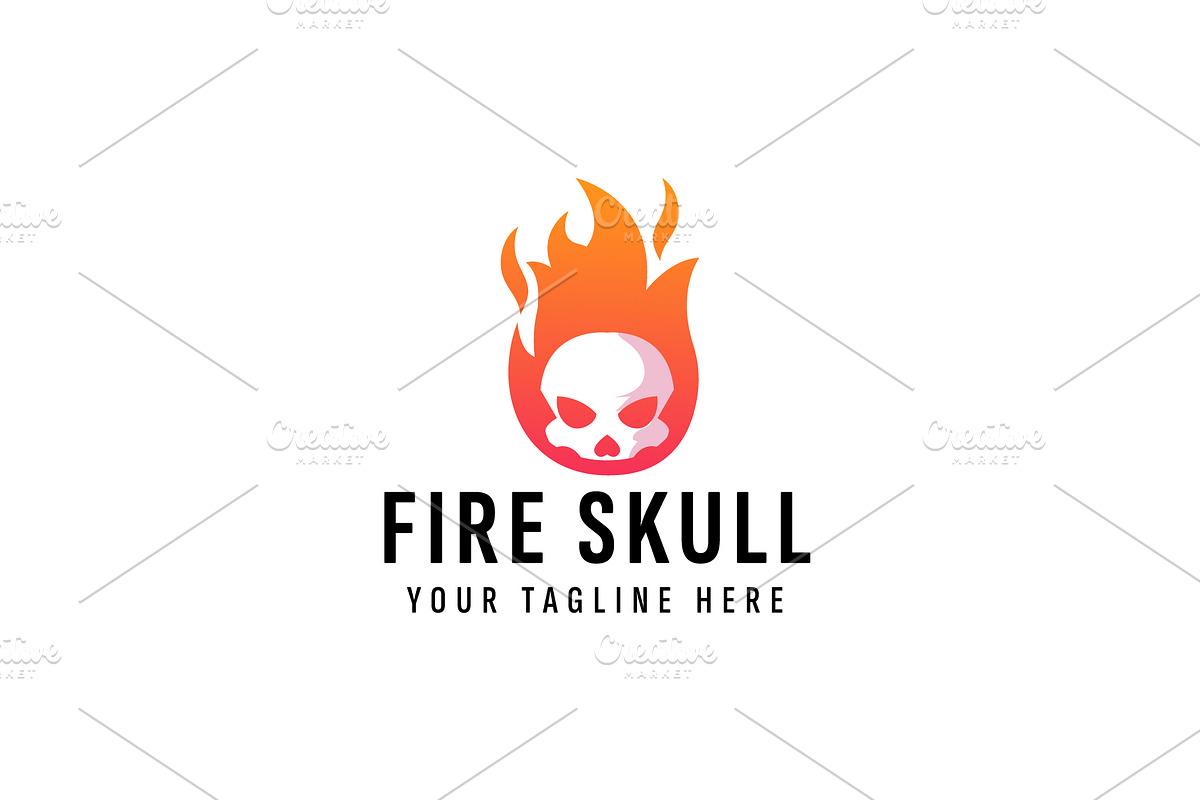Fire skull logo illustration, a Branding & Logo Template by Dyn Studio