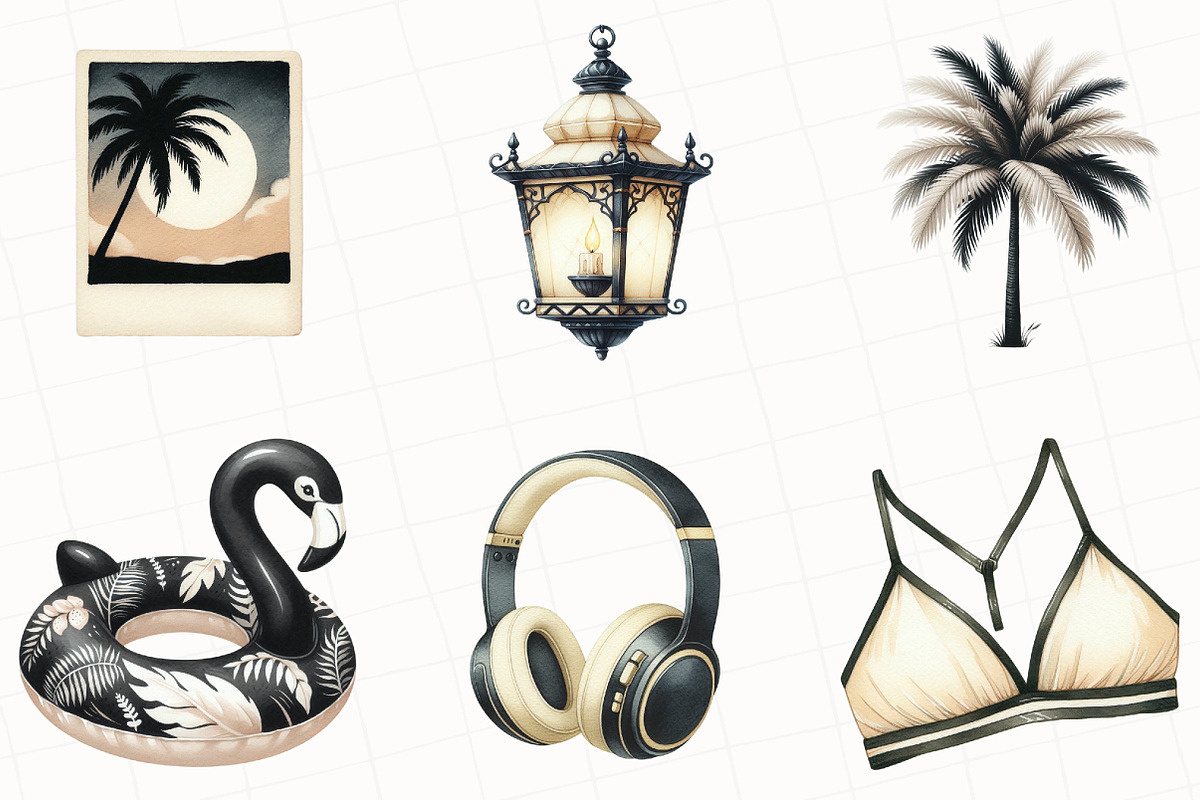 Ivory and Black Hello Summer Clipart, an Illustration by OK Design (Photo 2 of 5)