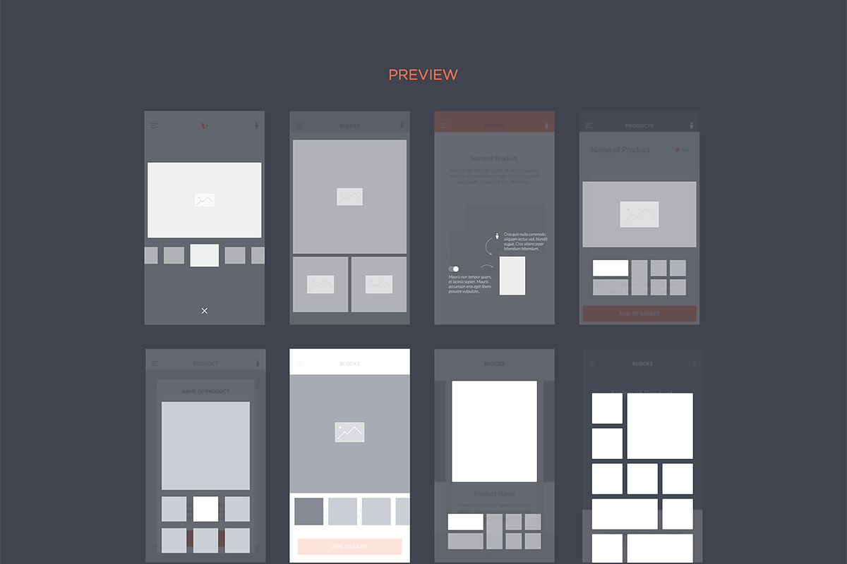 Blocks iOS Wireframe Kit, a Templates & Theme by UI8 (Photo 6 of 7)