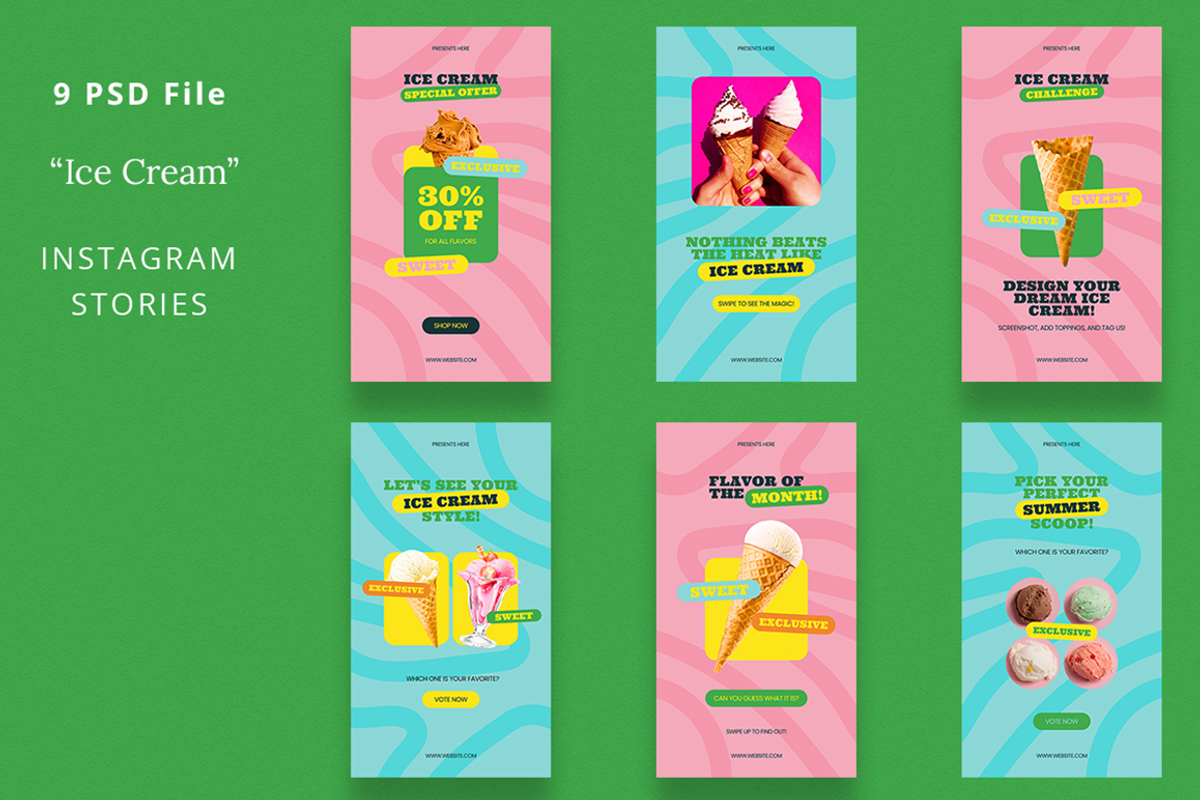 Summer Ice Cream Instagram & Canva, a Social Media Template by Attype (Photo 2 of 4)