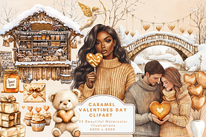 Caramel Valentine's Day Clipart, an Illustration by NadiaTheronArt