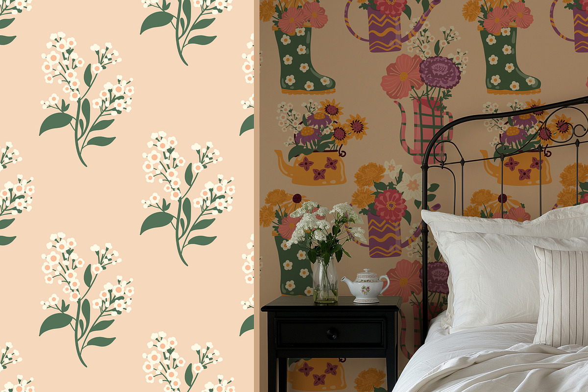 Garden Flowers patterns & clipart, a Pattern Graphic by Carpet Tapete Pretzel (Photo 13 of 15)