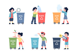 Kids sorting garbage. Children, an Object Illustration by LadadikArt