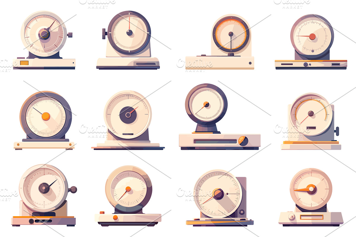 Set of cartoon old store mechanical, an Illustration by LadadikArt