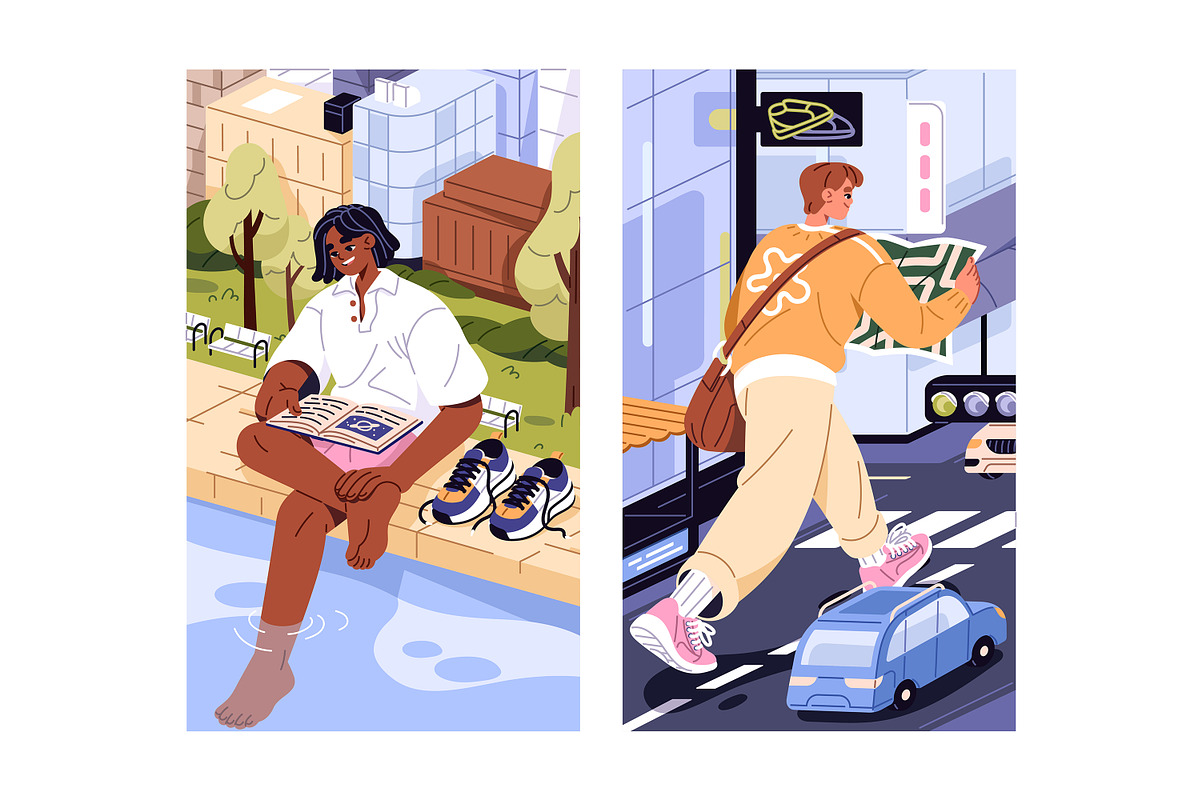 Giant people in the city, cards set, a Person Illustration by PaperTrident (Photo 3 of 4)