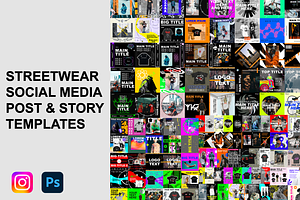 Streetwear Social Media Template Set, a Social Media Template by Infinity Mockups