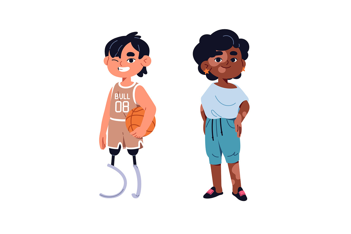 Diverse kids with disabilities set, a Person Illustration by PaperTrident (Photo 3 of 10)