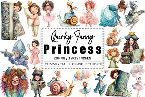 Watercolor Quirky Funny Princess, a Graphic by CitraGraphics