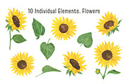 Sunflowers Watercolor Collection, an Illustration by Contes_de_fée (Thumbnail 10 of 21)