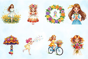 Girls with Fall Flowers Clipart, an Illustration by Craft Nest (Thumbnail 4 of 6)