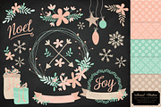 Mint & Peach Wreath Vectors & Papers, an Illustration by Amanda Ilkov (Thumbnail 2 of 5)