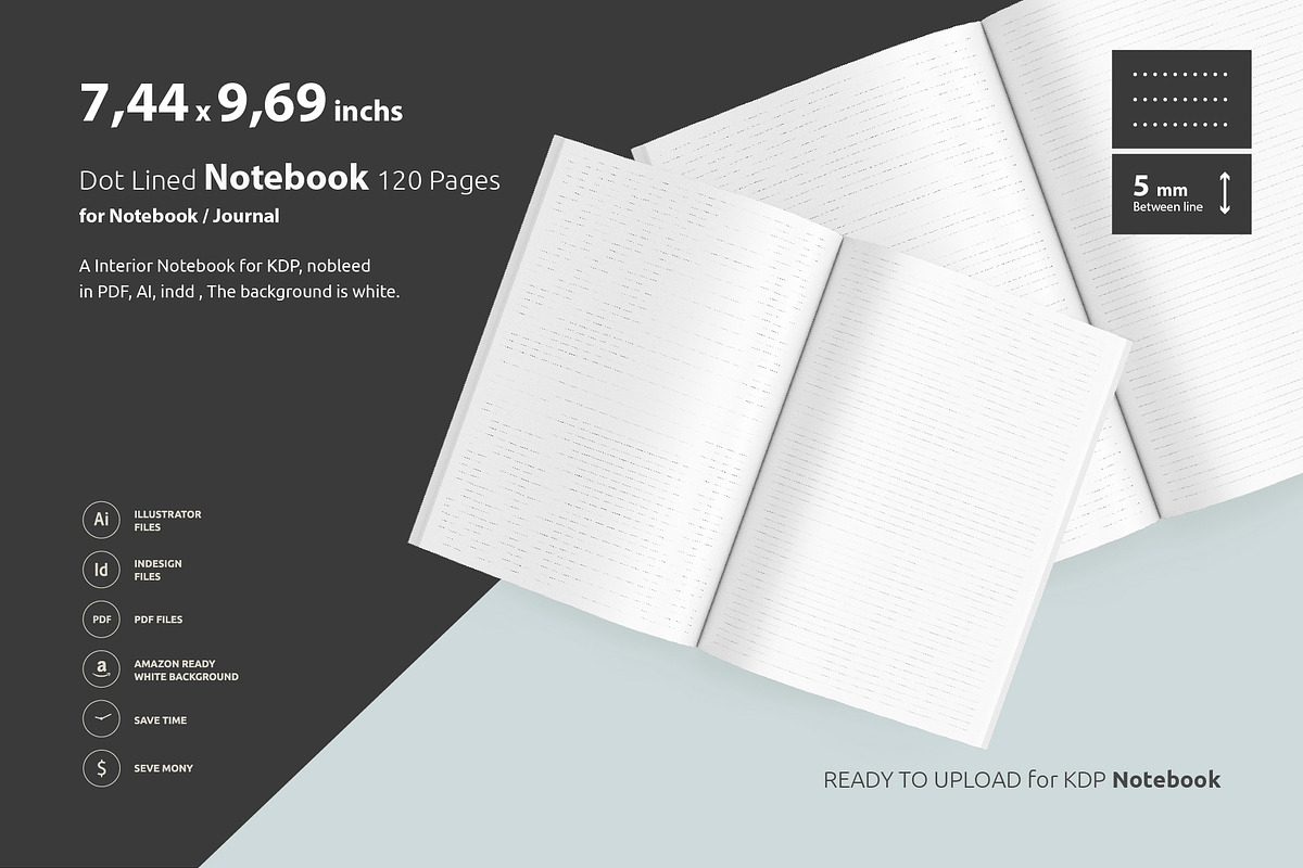 Dot Lined Notebook 5mm - 7.44x9.69, a Brochure Template by Creativekdp