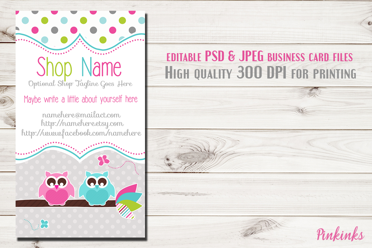 Owl Business Card Template, a Business Card Template by Pinkinks (Photo 1 of 2)