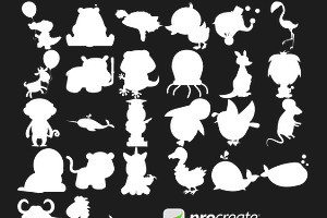 Cartoon Animal Silhouettes Set 7