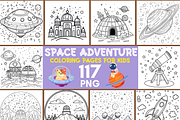 Space Adventure Coloring Pages Kids, a Technology Illustration by LA Design (Thumbnail 1 of 10)