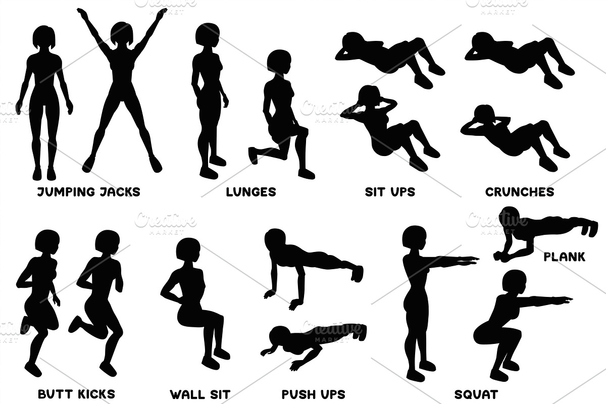 Sport exercises black collection, a Healthcare Illustration by tamara.comotomka (Photo 1 of 8)