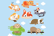 Cute Lazy Animals - Dog, Cat, Sloths, a Food Illustration by TinyCuteCo (Thumbnail 1 of 3)