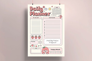 Daily Planner Template, a Stationery Template by MightyDesign