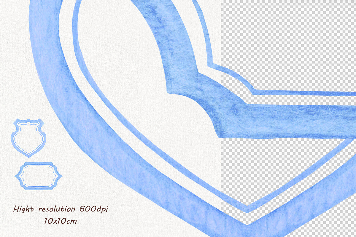 Blue Crests Watercolor Clipart, an Object Illustration by BarvArt