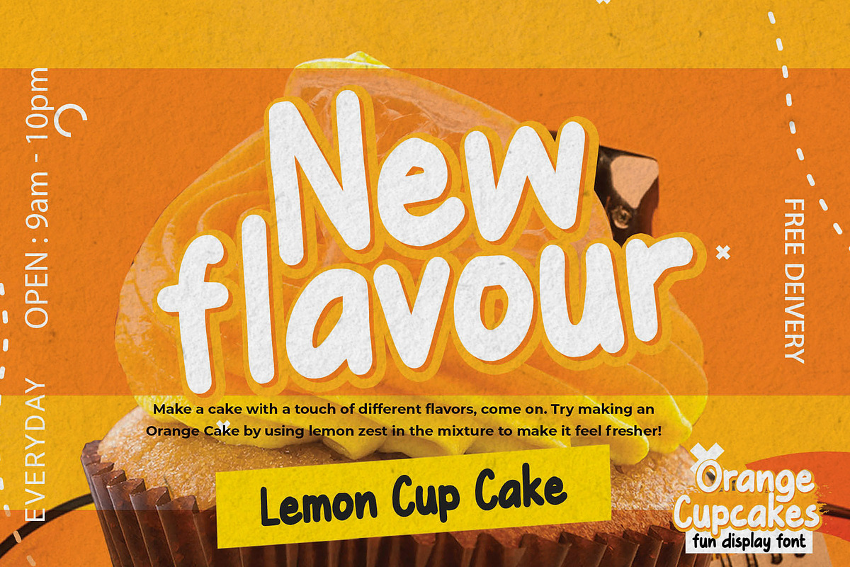 Orange Cupcakes – Fun Display Font, a Handwritten Font by Almarkhatype (Photo 2 of 8)