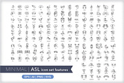 Minimal American Sign Language (ASL), an Outline Icon by Picture Window (Thumbnail 2 of 26)