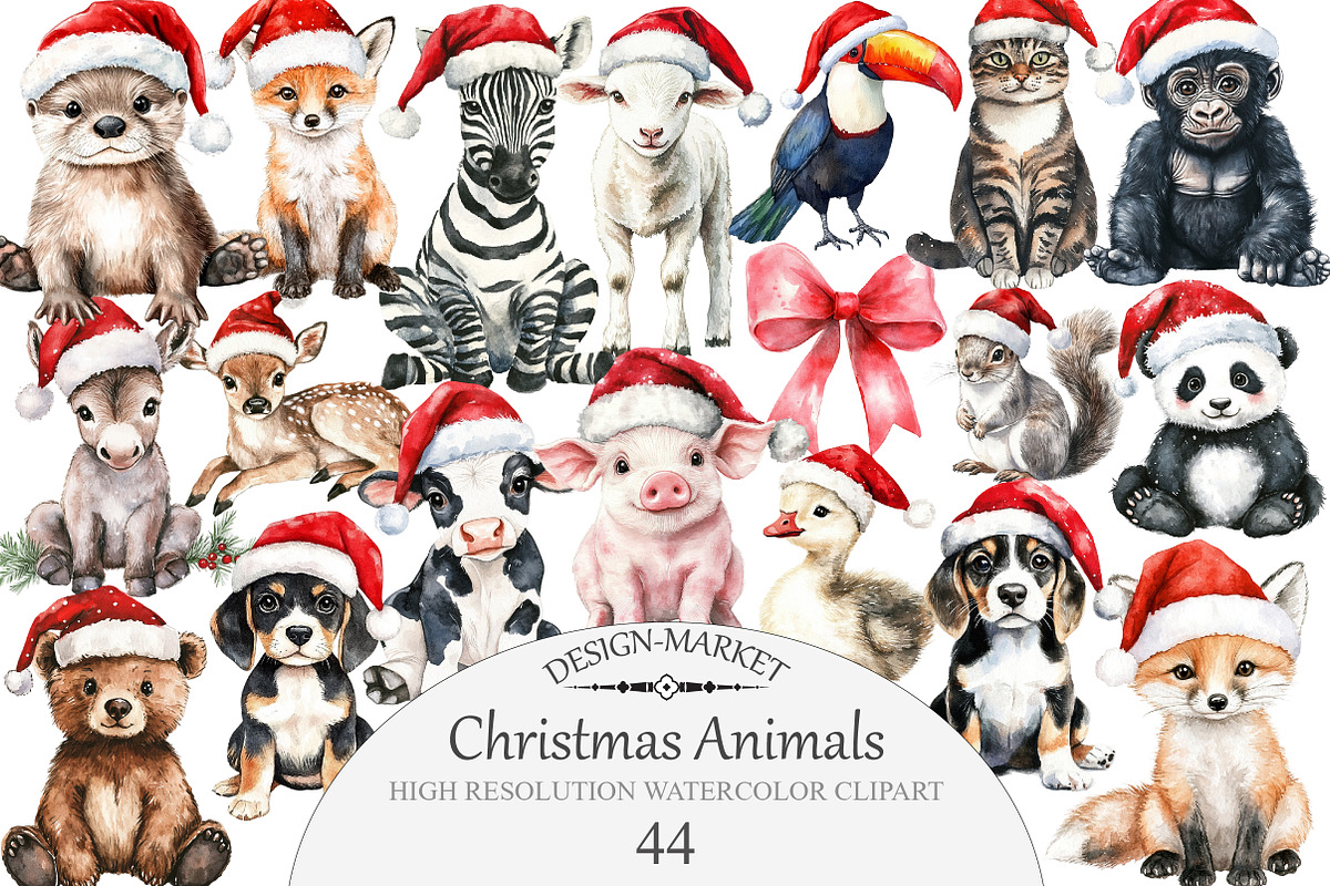Christmas Animals Clipart, an Illustration by Design Market (Photo 1 of 5)