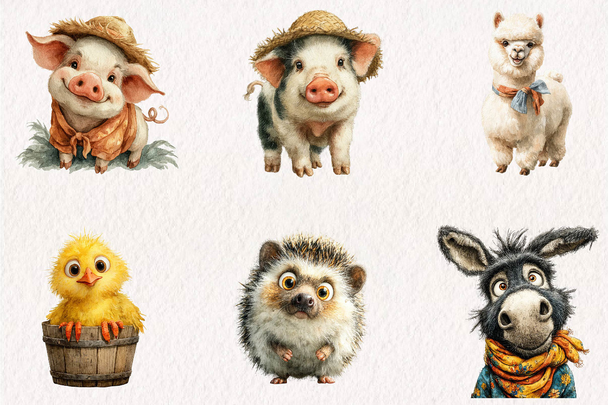 Quirky Farm Animals Clipart PNG, a Seasonal Illustration by CreationArt (Photo 4 of 7)