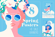 8 Spring Posters & Sale Banners, a Decorative Illustration by Alexander Baidin (Thumbnail 1 of 7)