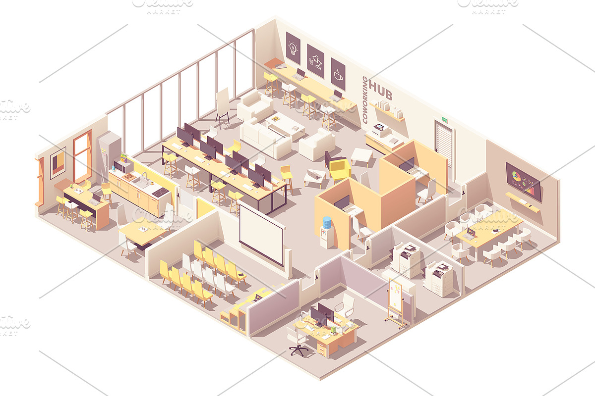 Vector isometric office interiors, a Work Illustration by tele52 (Photo 4 of 17)