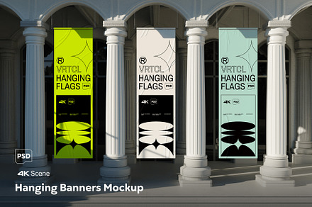 Hanging Banners Mockup, an Advertising Mockup by megostudi0