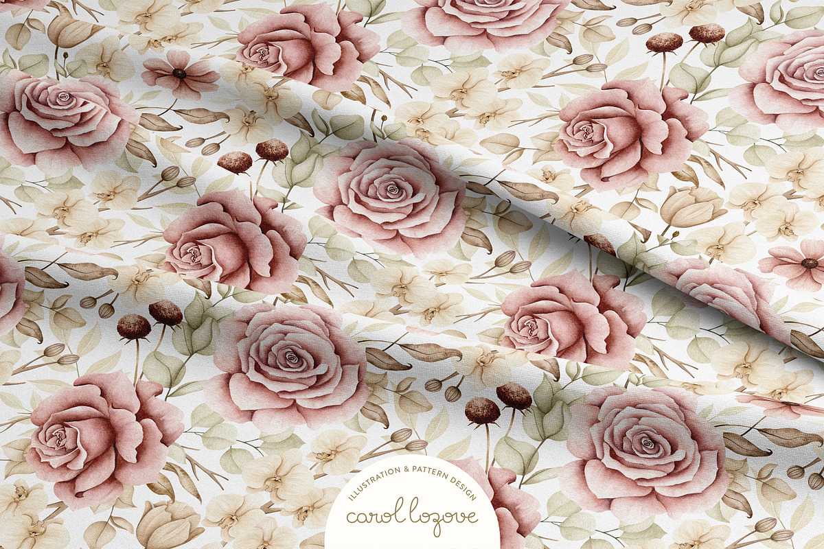 Watercolor Boho Fall Dusty Rose Set, a Decorative Illustration by Carol Lozove (Photo 49 of 74)