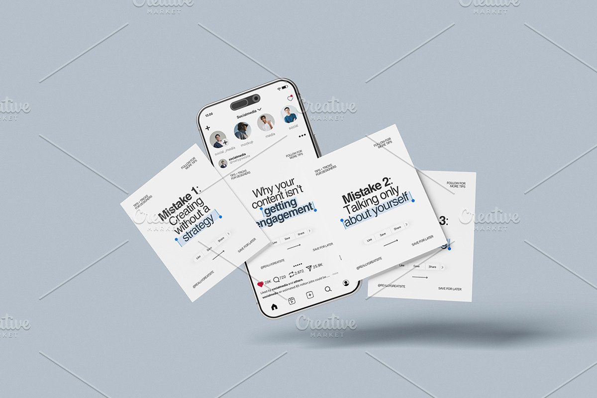 Social Post & Phone Screen Mockup, a Merchandise Mockup by Gatamotion (Photo 5 of 5)