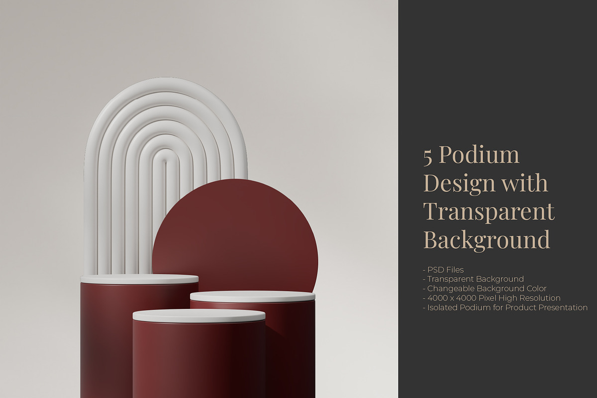 5 Podium with Transparent Background, a Background Graphic by faustudio (Photo 1 of 7)
