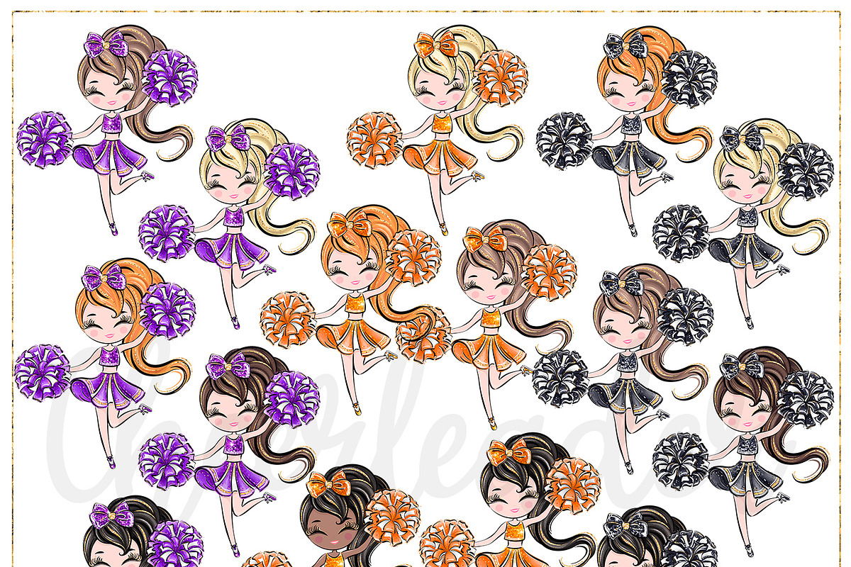 Cheerleader Hand Drawn Clipart, a Sport Illustration by Masha  Studio (Photo 3 of 13)