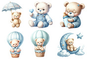 Blue Baby Teddy Bear Watercolor, an Illustration by Designworld (Thumbnail 3 of 5)